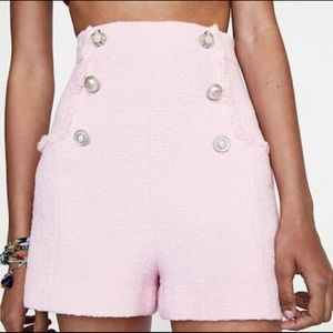 Zara PINK Tweed shorts NWT